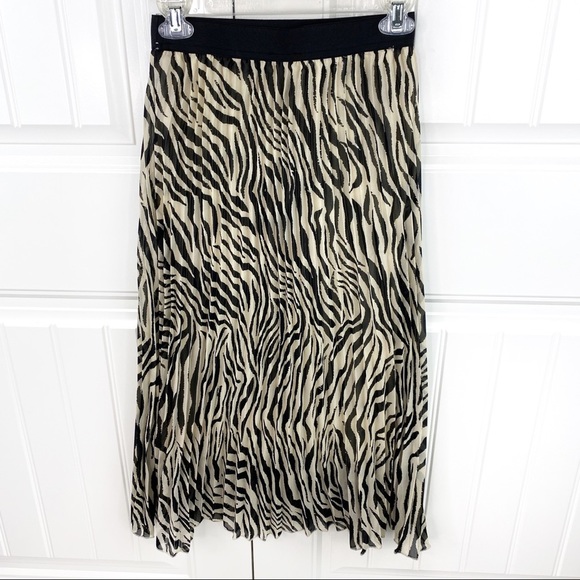 Cotton On Woven Daria Pleated Zebra Midi Skirt XS - Picture 5 of 7